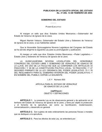 ley numero 830 apicola para el estado de veracruz de ignacio de la ...