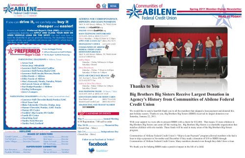 Thanks to You - Communities of Abilene Federal Credit Union