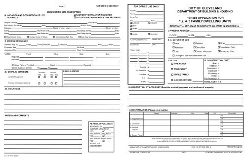 Residential Building Permit Application - City of Cleveland