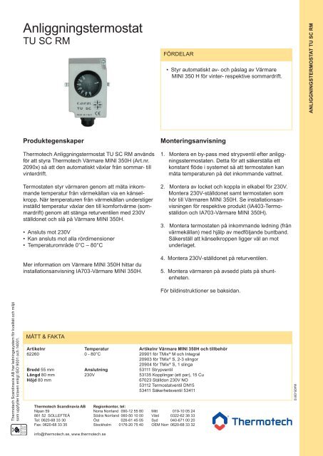 Anliggningstermostat - Thermotech Scandinavia AB