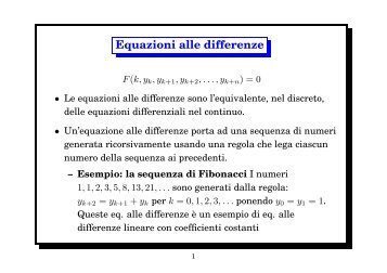 Equazioni alle differenze - Esercizi e Dispense
