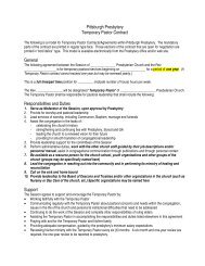 Temporary Pastor Contract - the Pittsburgh Presbytery