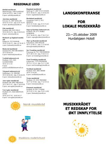 Invitasjon, brosjyre konferanse 2009 - Norsk musikkrÃ¥d
