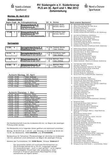 RV Südangeln e.V. Süderbrarup PLS am 30. April und 1. Mai 2012 ...