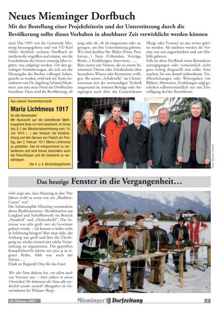 Mieminger Dorfzeitung Jänner/Feber 2009 - Gemeinde Mieming ...