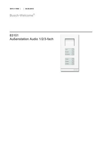 Busch-WelcomeÂ® 83101 AuÃenstation Audio 1/2/3-fach