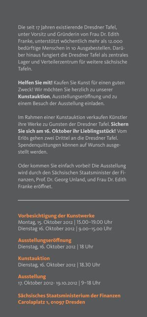 KunstauKtion und ausstellung zu gunsten der dresdner tafel 16.10.