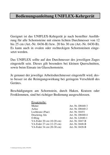 Bedienungsanleitung UNIFLEX-KehrgerÃƒÂ¤t