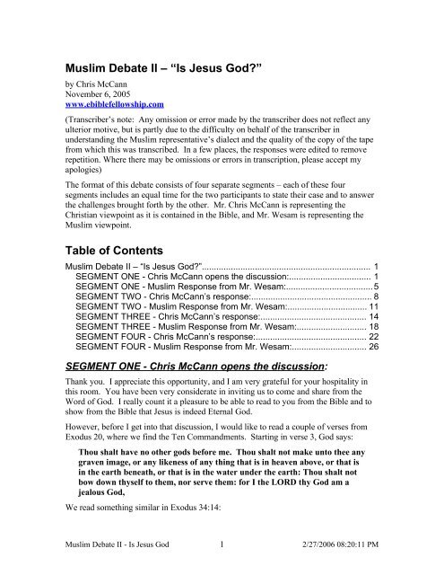 Transcript of debate in Acrobat PDF format - eBible Fellowship
