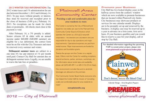 City of Plainwell 2006 Calendar