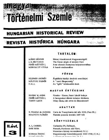 Magyar TÃ¶rtÃ©nelmi Szemle. II. Ã©vf. 3. szÃ¡m. (pdf)