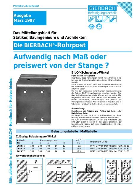 Rohrpost Ausgabe März 1997 Das Mitteilungsblatt für Statiker ...