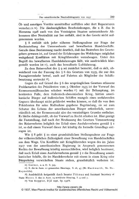 Das amerikanische NeutralitÃƒÂ¤tsgesetz von 1937 - Zeitschrift fÃƒÂ¼r ...