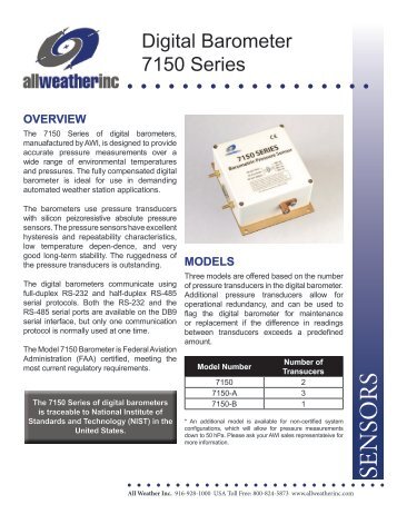 7150 Barometric Pressure Sensor - All Weather Inc