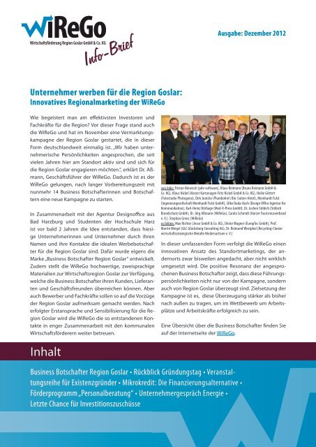 Info-Brief - WirtschaftsfÃ¶rderung Region Goslar GmbH & Co. KG