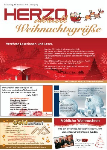 Frohe Weihnachten und ein gutes neues Jahr ... - HERZOaktuell