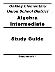 Algebra Intermediate Benchmark 1