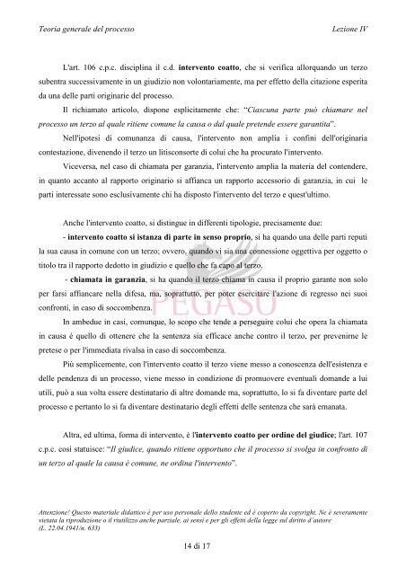 INSEGNAMENTO DI TEORIA GENERALE DEL PROCESSO