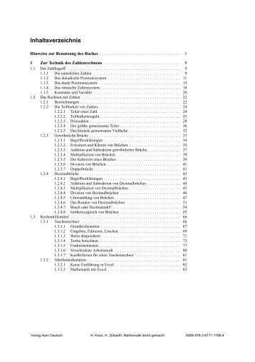 Mathematik leicht gemacht - Kreul / Ziebarth, Toc