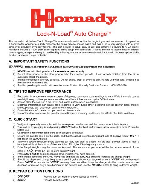 Lock-N-Load Auto Charge Manual - Hornady