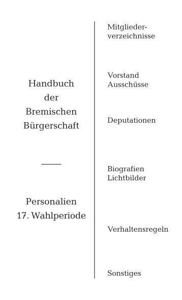 Handbuch der Bremischen Bürgerschaft Personalien 17. Wahlperiode