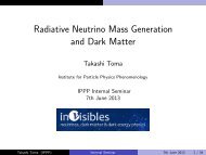 Radiative Neutrino Mass Generation and Dark Matter - Institute for ...