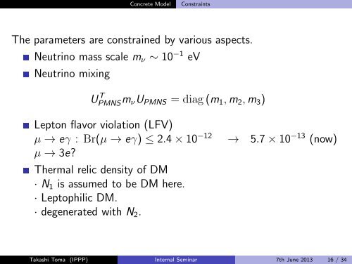 Radiative Neutrino Mass Generation and Dark Matter - Institute for ...