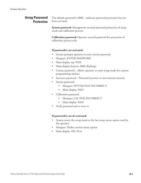 Orion 2117HL High Level Chloride Analyzer User Guide