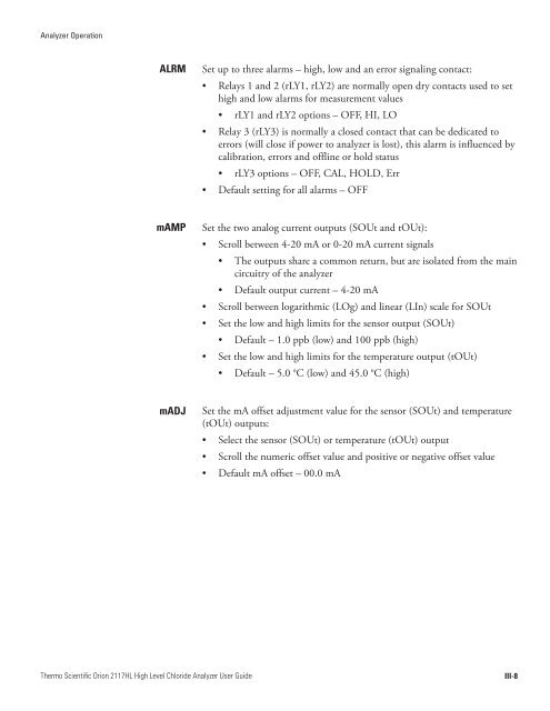 Orion 2117HL High Level Chloride Analyzer User Guide