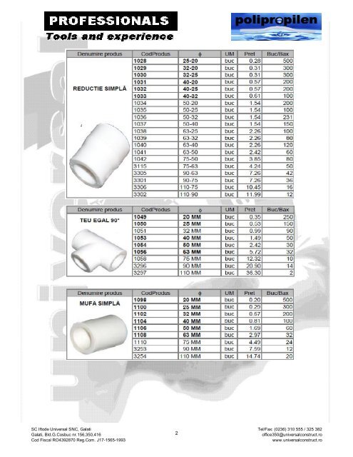 oferta comerciala accesorii sanitare - Iftode Universal SNC