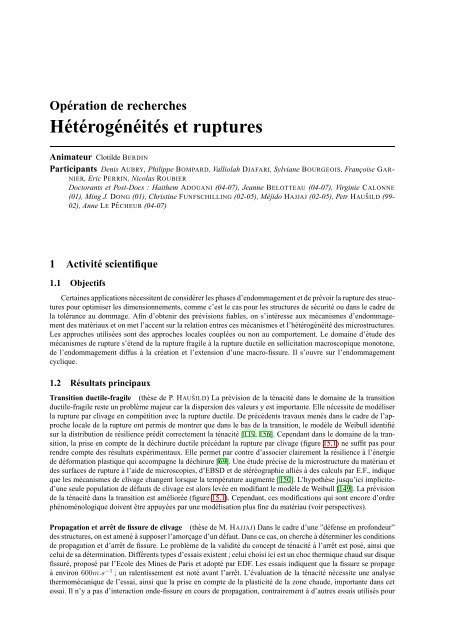 OpÃ©ration de recherches HÂ´etÂ´erogÂ´enÂ´eitÂ´es et ruptures