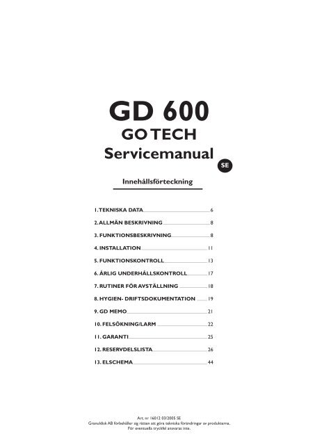 Granuldisk GD600 Manual - Diskbolaget