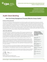 Audit Client Briefing - Canadian Institute of Chartered Accountants