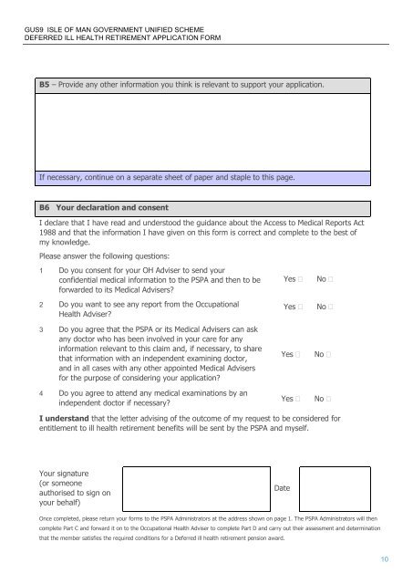 Ill Health Retirement Application Form - Pensions