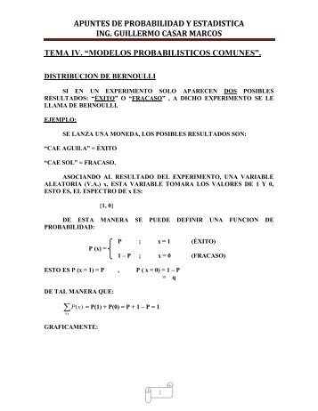 apuntes de probabilidad y estadistica ing. guillermo casar marcos