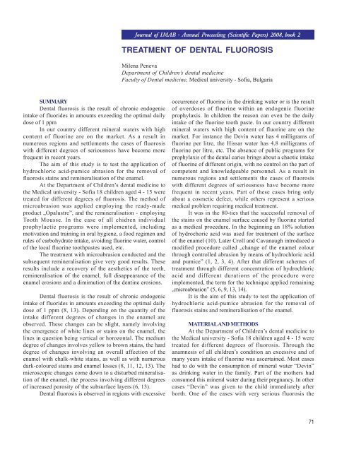 TREATMENT OF DENTAL FLUOROSIS - Journal of IMAB