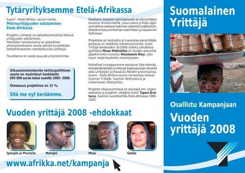 Vuoden yrittäjä 2008 Suomalainen Yrittäjä - Suomi-Etelä-Afrikka-seura