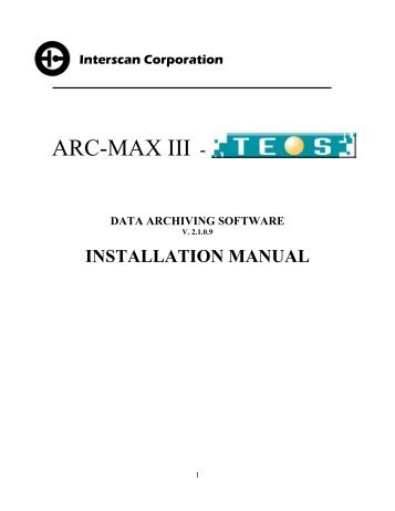 Arc-Max Â® Installation Manual - Interscan Corporation