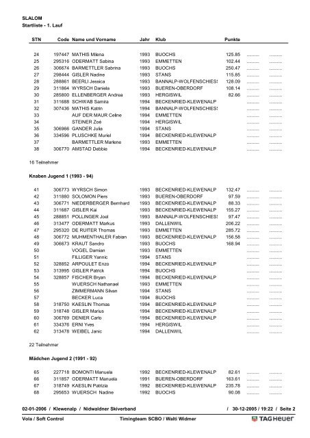 Startliste - Nidwaldner Skiverband