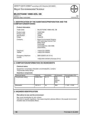 Mildothane - Bayer Environmental Science Turf & Amenity