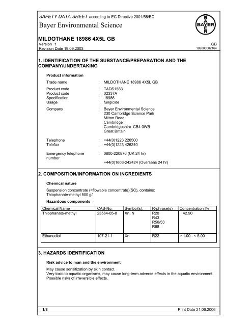 Mildothane - Bayer Environmental Science Turf & Amenity