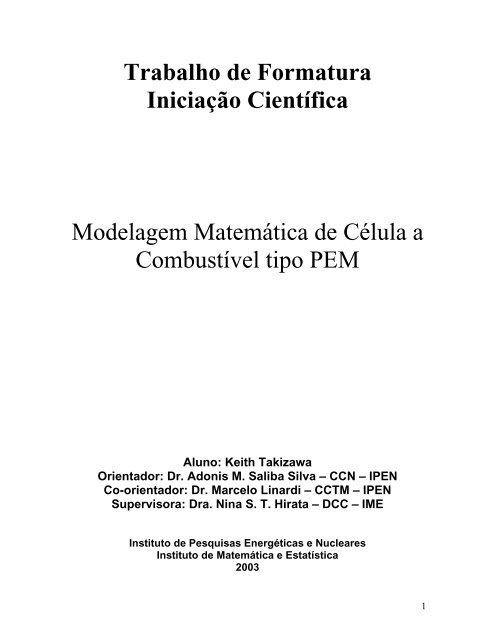 Trabalho de Formatura Iniciação Científica Modelagem Matemática ...