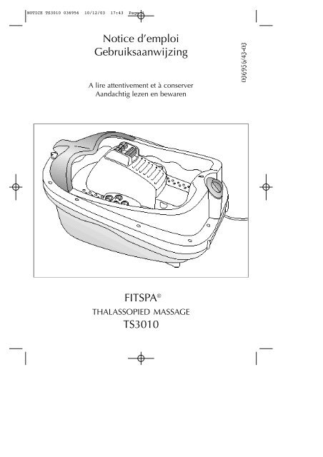 FITSPAÂ® TS3010 Notice d'emploi Gebruiksaanwijzing - Calor