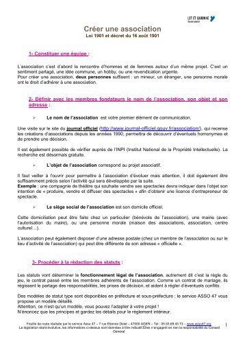 CrÃ©er une association - Lot-et-Garonne