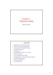 Lecture 2 â Thermal Comfort Agenda