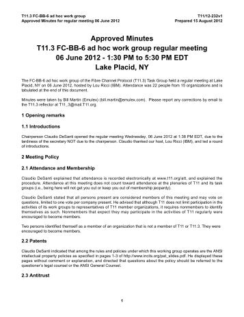 Approved Minutes T11.3 FC-BB-6 ad hoc work group regular ...