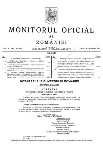 HOTÄRÃRI ALE GUVERNULUI ROMÃNIEI Destinat exclusiv inform ...