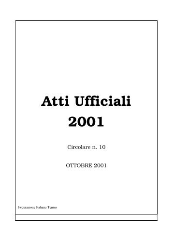 Atti Ufficiali 2001 - Federazione Italiana Tennis