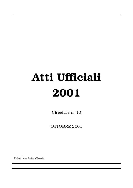 Atti Ufficiali 2001 - Federazione Italiana Tennis