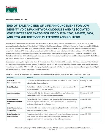 end-of-sale and end-of-life announcement for low density ... - CXtec